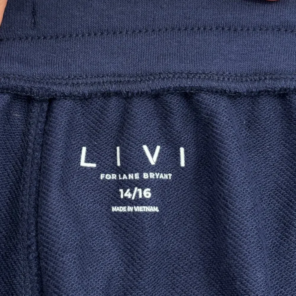 LIVI Pull On Shorts Size 14/16 Navy Blue Star Print Drawstring Pockets Patriotic